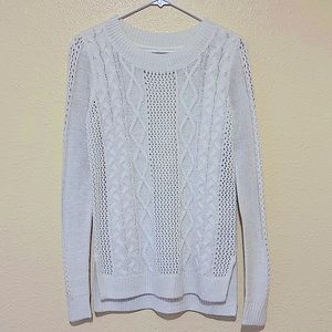SO white cable knit sweater